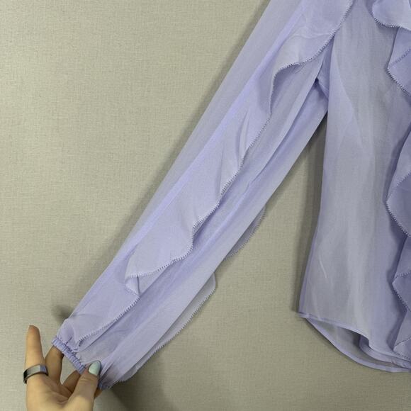 White House Black Market Blouse Womens Small Purple Ruffle Fairy Whimsy Boho Top - Picture 4 of 16